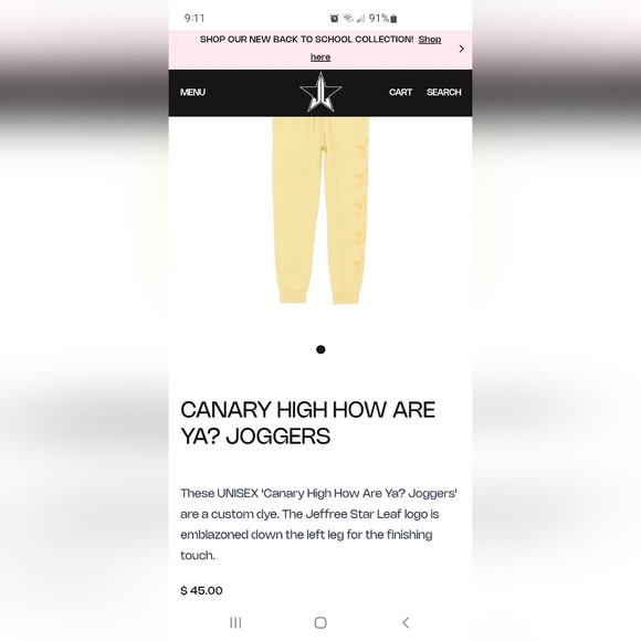 Jeffree Star Lounge Canary High How Are You Joggers Medium - Picture 4 of 5